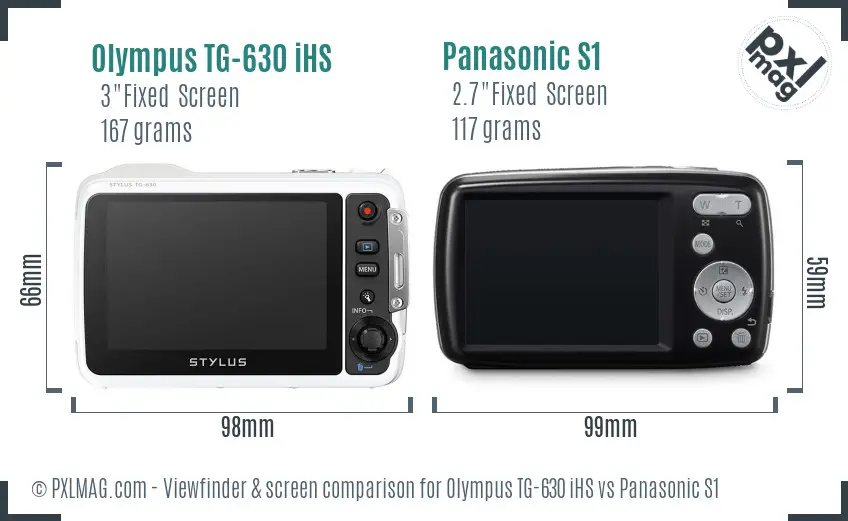 Olympus TG-630 iHS vs Panasonic S1 Screen and Viewfinder comparison