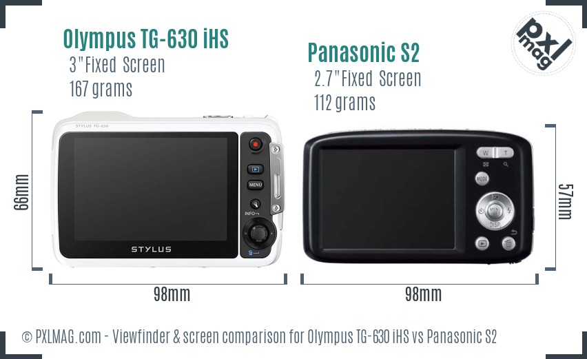 Olympus TG-630 iHS vs Panasonic S2 Screen and Viewfinder comparison