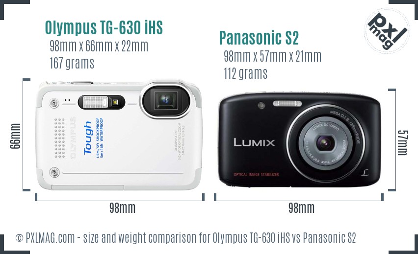 Olympus TG-630 iHS vs Panasonic S2 size comparison Olympus TG-630 iHS vs Panasonic S2 size comparison
