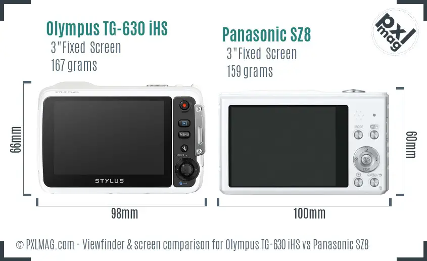 Olympus TG-630 iHS vs Panasonic SZ8 Screen and Viewfinder comparison Olympus TG-630 iHS vs Panasonic SZ8 Screen and Viewfinder comparison