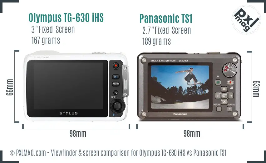 Olympus TG-630 iHS vs Panasonic TS1 Screen and Viewfinder comparison