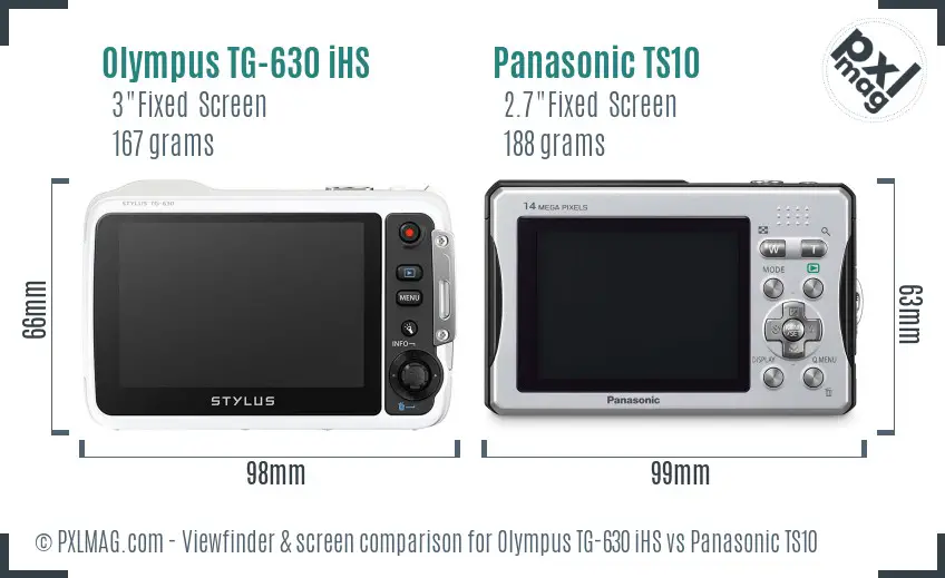 Olympus TG-630 iHS vs Panasonic TS10 Screen and Viewfinder comparison