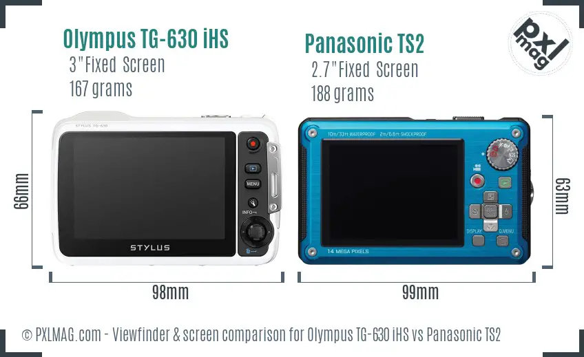 Olympus TG-630 iHS vs Panasonic TS2 Screen and Viewfinder comparison