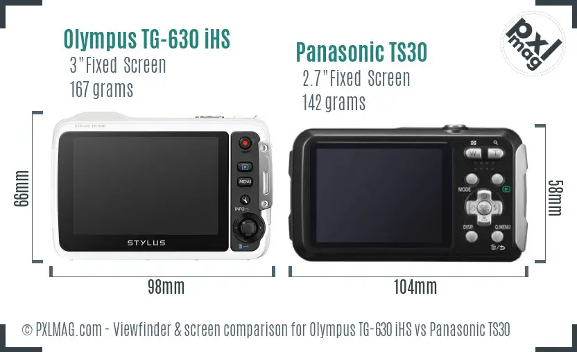 Olympus TG-630 iHS vs Panasonic TS30 Screen and Viewfinder comparison