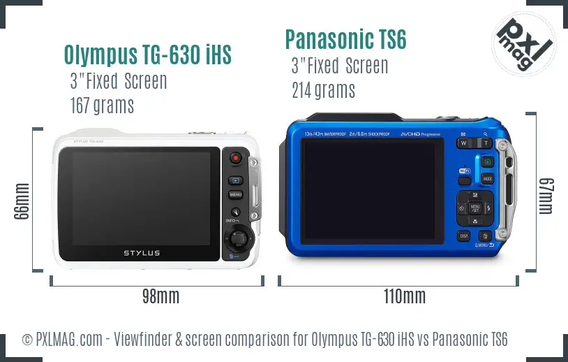 Olympus TG-630 iHS vs Panasonic TS6 Screen and Viewfinder comparison