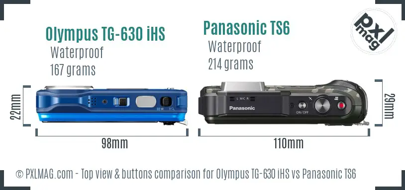 Olympus TG-630 iHS vs Panasonic TS6 top view buttons comparison