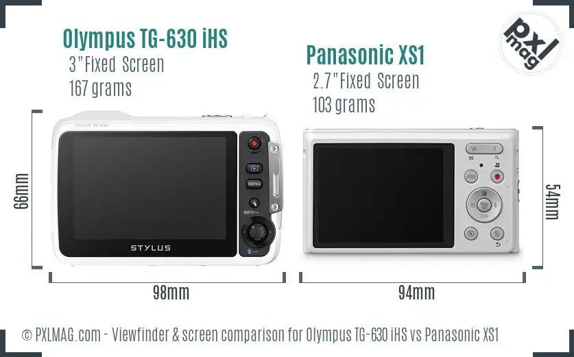 Olympus TG-630 iHS vs Panasonic XS1 Screen and Viewfinder comparison