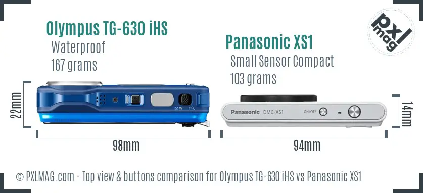 Olympus TG-630 iHS vs Panasonic XS1 top view buttons comparison