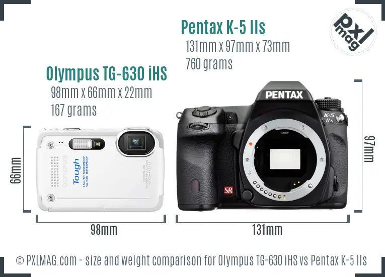 Olympus TG-630 iHS vs Pentax K-5 IIs size comparison