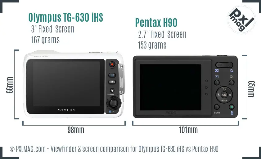 Olympus TG-630 iHS vs Pentax H90 Screen and Viewfinder comparison