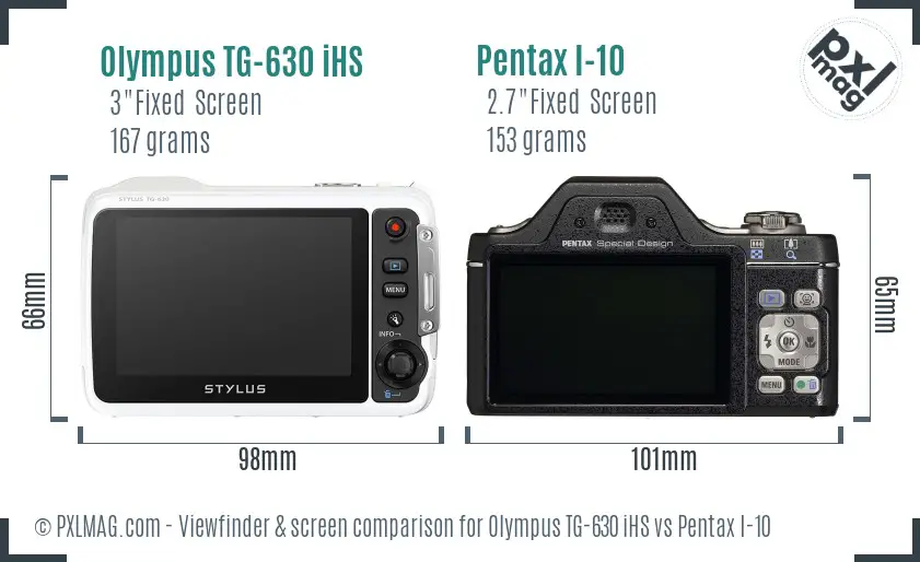 Olympus TG-630 iHS vs Pentax I-10 Screen and Viewfinder comparison