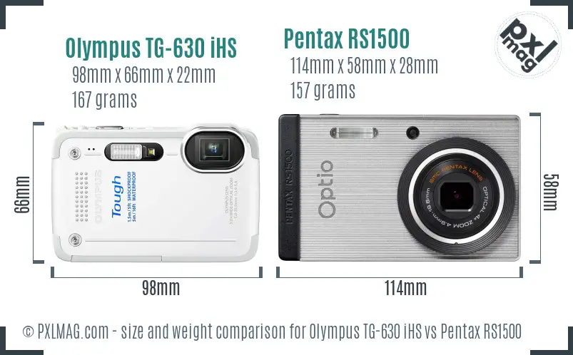 Olympus TG-630 iHS vs Pentax RS1500 size comparison