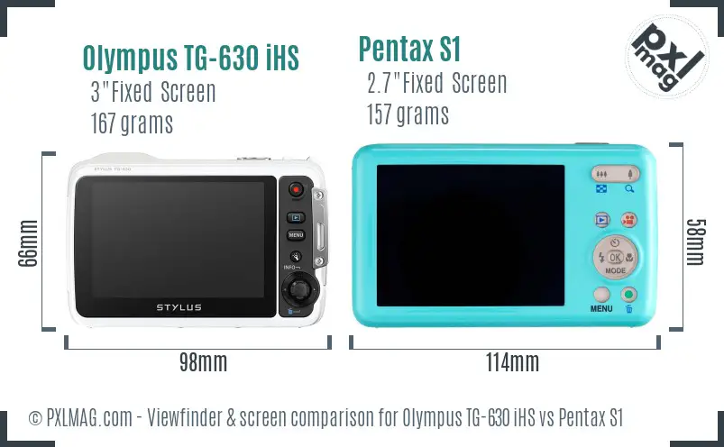 Olympus TG-630 iHS vs Pentax S1 Screen and Viewfinder comparison Olympus TG-630 iHS vs Pentax S1 Screen and Viewfinder comparison