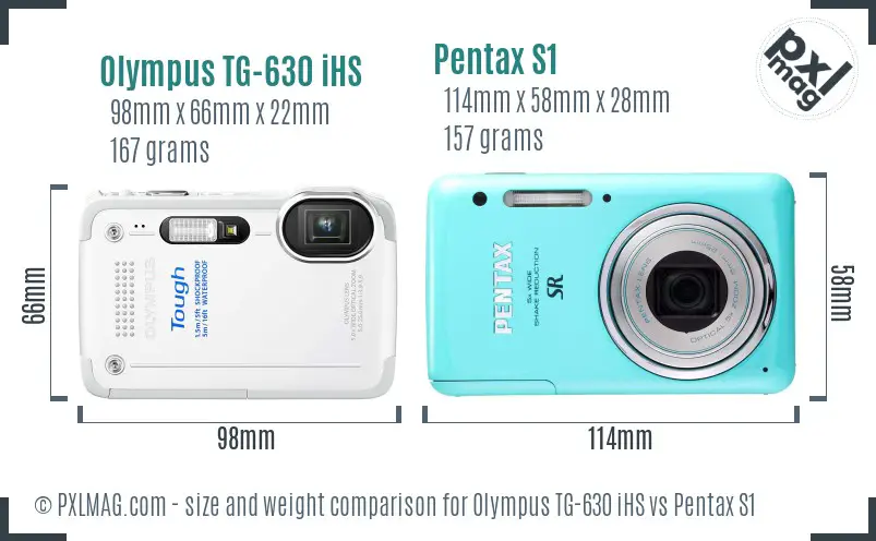 Olympus TG-630 iHS vs Pentax S1 size comparison Olympus TG-630 iHS vs Pentax S1 size comparison