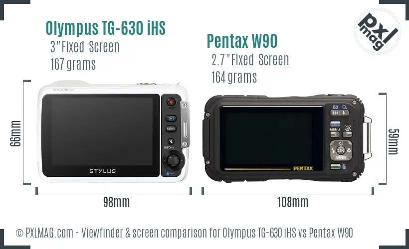 Olympus TG-630 iHS vs Pentax W90 Screen and Viewfinder comparison Olympus TG-630 iHS vs Pentax W90 Screen and Viewfinder comparison