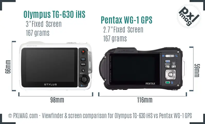 Olympus TG-630 iHS vs Pentax WG-1 GPS Screen and Viewfinder comparison