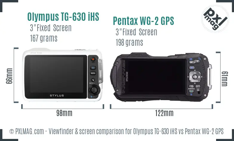 Olympus TG-630 iHS vs Pentax WG-2 GPS Screen and Viewfinder comparison