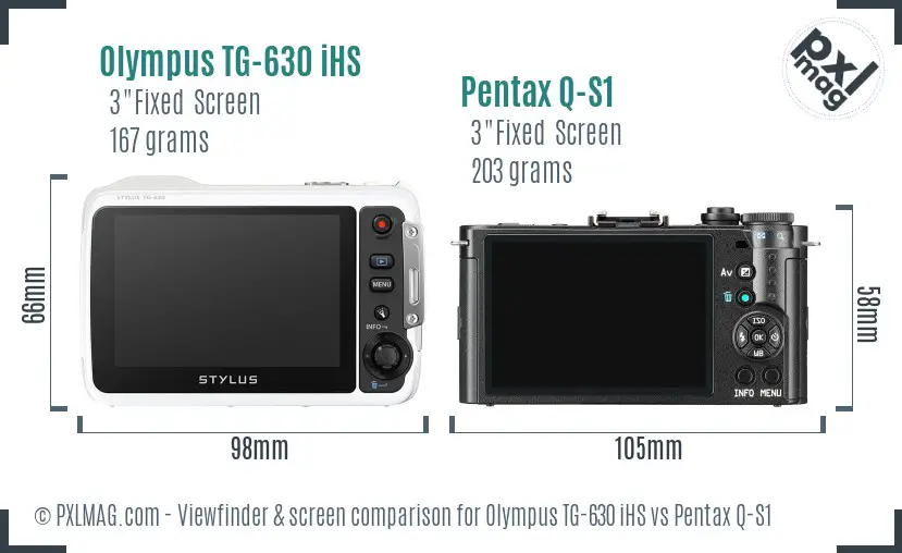 Olympus TG-630 iHS vs Pentax Q-S1 Screen and Viewfinder comparison