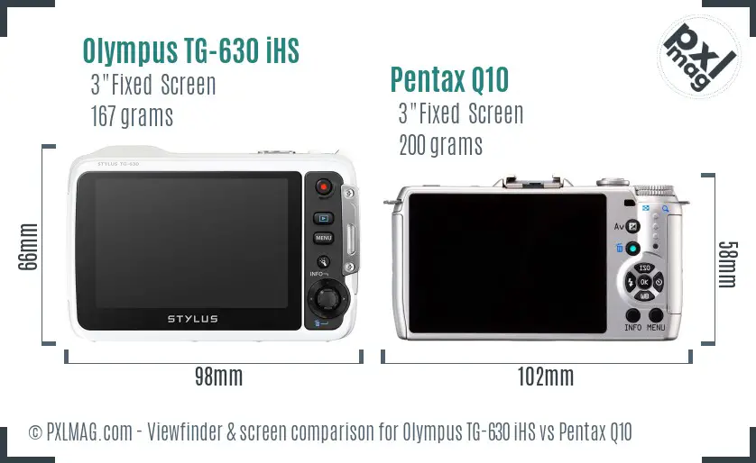 Olympus TG-630 iHS vs Pentax Q10 Screen and Viewfinder comparison