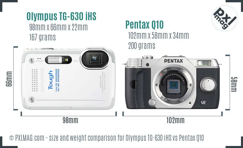 Olympus TG-630 iHS vs Pentax Q10 size comparison