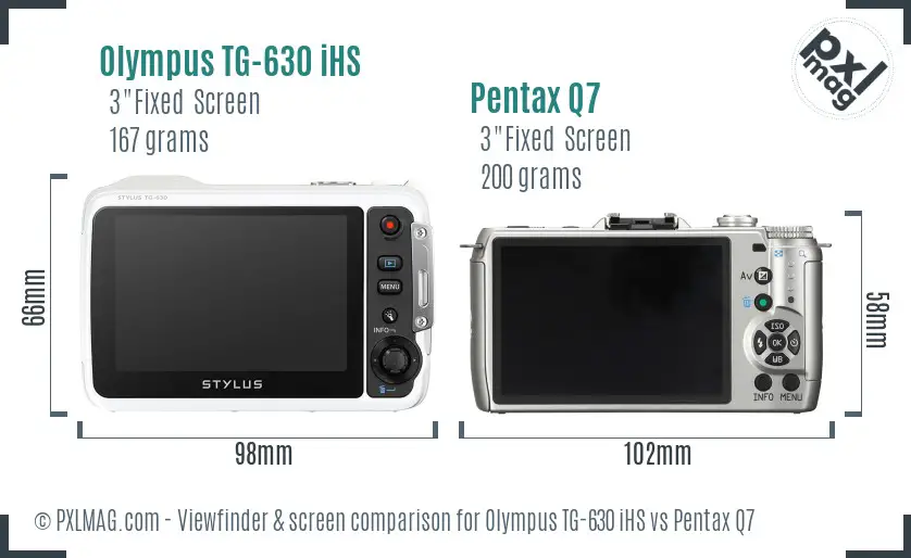 Olympus TG-630 iHS vs Pentax Q7 Screen and Viewfinder comparison