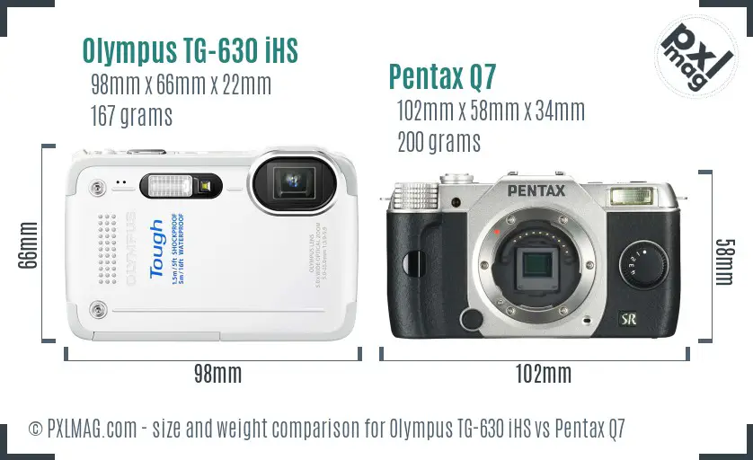 Olympus TG-630 iHS vs Pentax Q7 size comparison