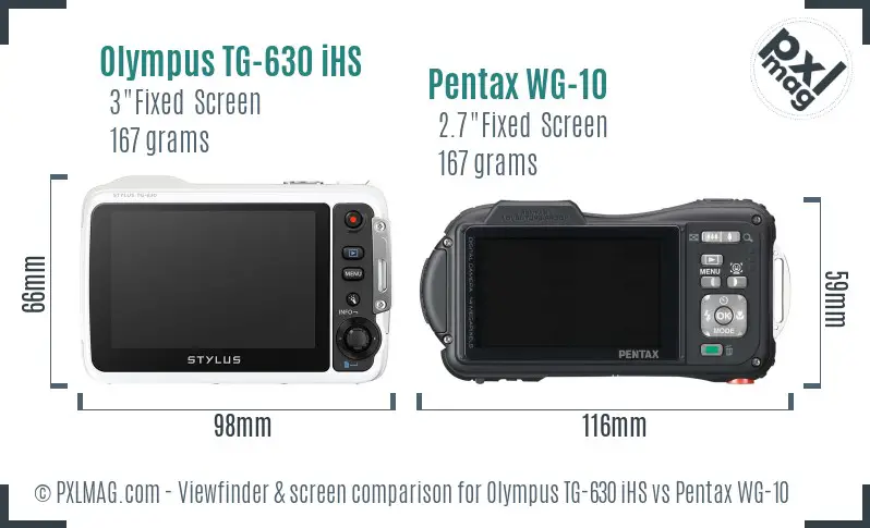 Olympus TG-630 iHS vs Pentax WG-10 Screen and Viewfinder comparison