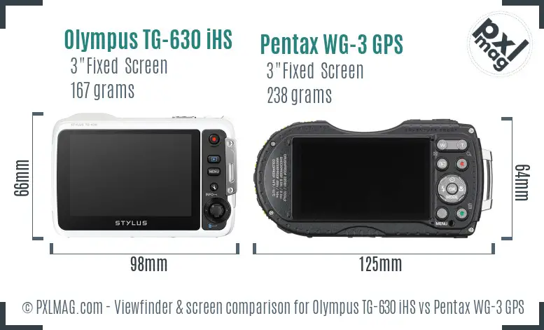 Olympus TG-630 iHS vs Pentax WG-3 GPS Screen and Viewfinder comparison