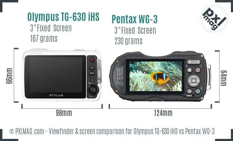 Olympus TG-630 iHS vs Pentax WG-3 Screen and Viewfinder comparison Olympus TG-630 iHS vs Pentax WG-3 Screen and Viewfinder comparison