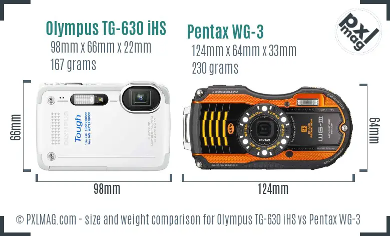 Olympus TG-630 iHS vs Pentax WG-3 size comparison Olympus TG-630 iHS vs Pentax WG-3 size comparison