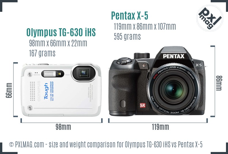 Olympus TG-630 iHS vs Pentax X-5 size comparison