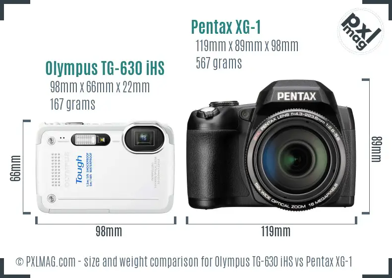 Olympus TG-630 iHS vs Pentax XG-1 size comparison