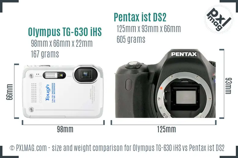 Olympus TG-630 iHS vs Pentax ist DS2 size comparison