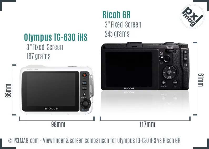 Olympus TG-630 iHS vs Ricoh GR Screen and Viewfinder comparison Olympus TG-630 iHS vs Ricoh GR Screen and Viewfinder comparison