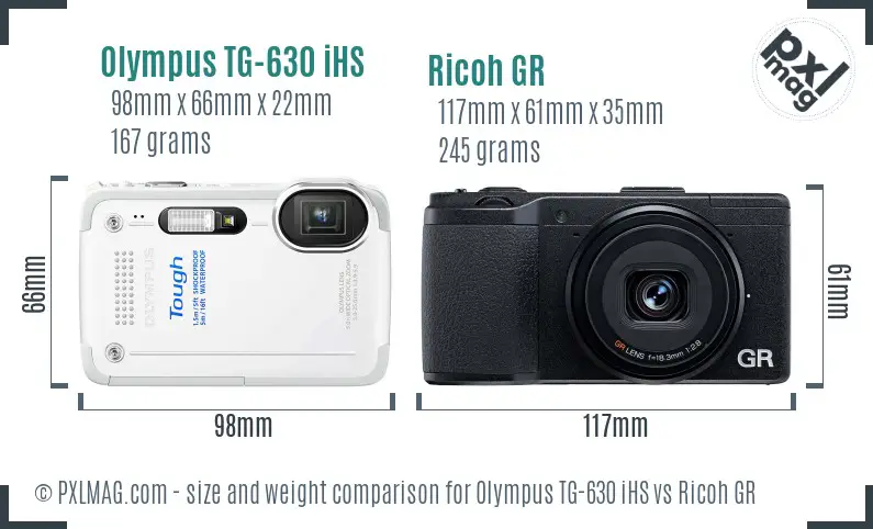 Olympus TG-630 iHS vs Ricoh GR size comparison Olympus TG-630 iHS vs Ricoh GR size comparison