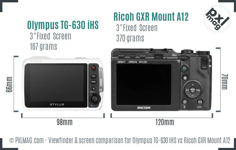 Olympus TG-630 iHS vs Ricoh GXR Mount A12 Screen and Viewfinder comparison