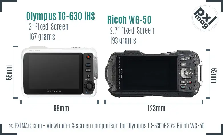 Olympus TG-630 iHS vs Ricoh WG-50 Screen and Viewfinder comparison