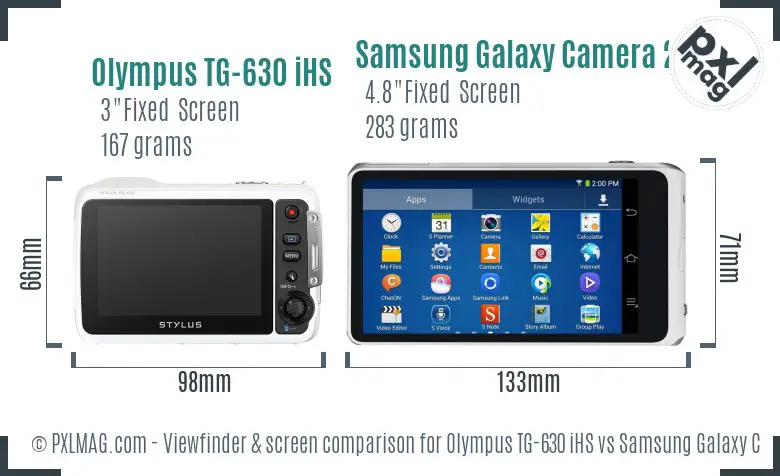 Olympus TG-630 iHS vs Samsung Galaxy Camera 2 Screen and Viewfinder comparison