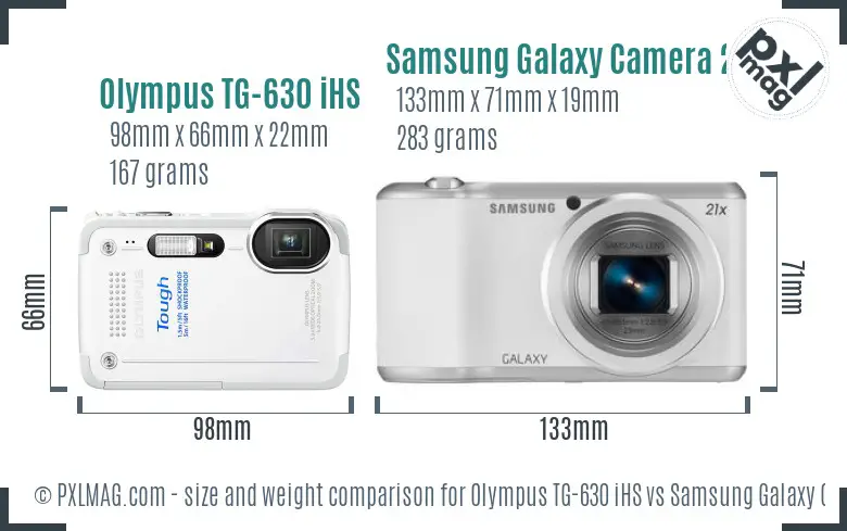 Olympus TG-630 iHS vs Samsung Galaxy Camera 2 size comparison