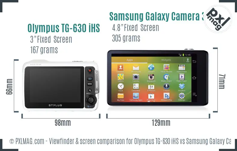 Olympus TG-630 iHS vs Samsung Galaxy Camera 3G Screen and Viewfinder comparison