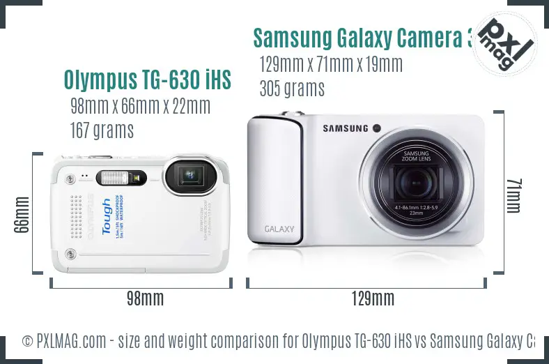 Olympus TG-630 iHS vs Samsung Galaxy Camera 3G size comparison