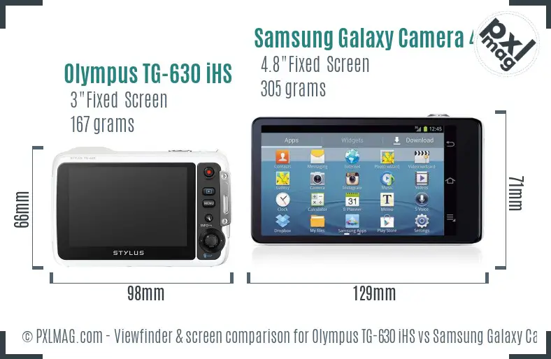 Olympus TG-630 iHS vs Samsung Galaxy Camera 4G Screen and Viewfinder comparison