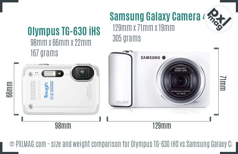 Olympus TG-630 iHS vs Samsung Galaxy Camera 4G size comparison