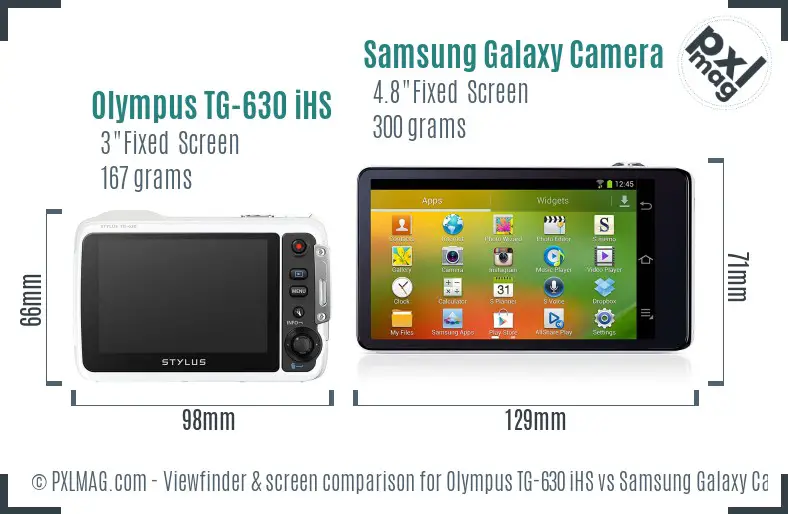 Olympus TG-630 iHS vs Samsung Galaxy Camera Screen and Viewfinder comparison