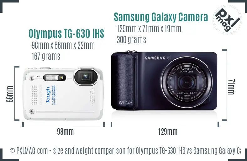 Olympus TG-630 iHS vs Samsung Galaxy Camera size comparison