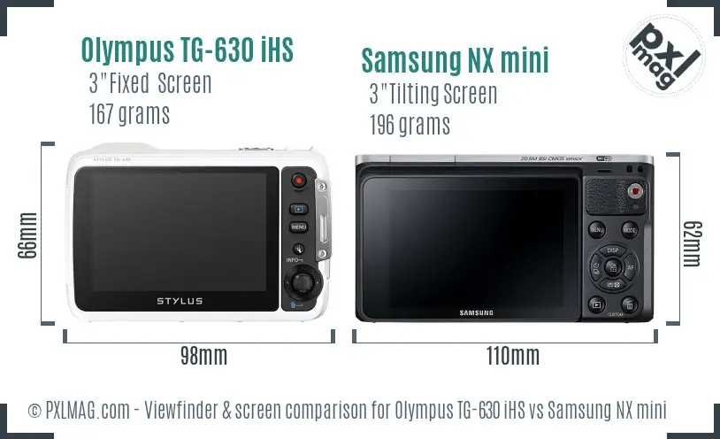 Olympus TG-630 iHS vs Samsung NX mini Screen and Viewfinder comparison