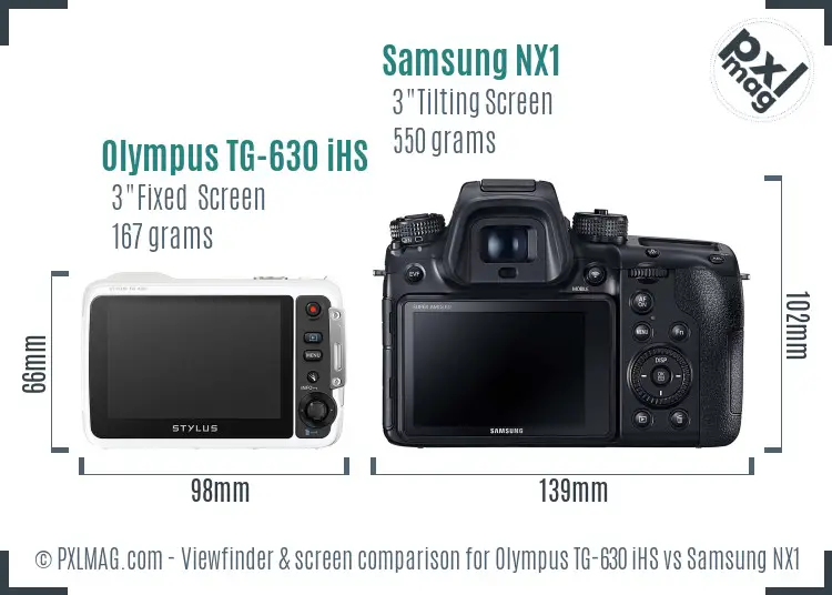 Olympus TG-630 iHS vs Samsung NX1 Screen and Viewfinder comparison