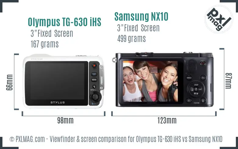 Olympus TG-630 iHS vs Samsung NX10 Screen and Viewfinder comparison