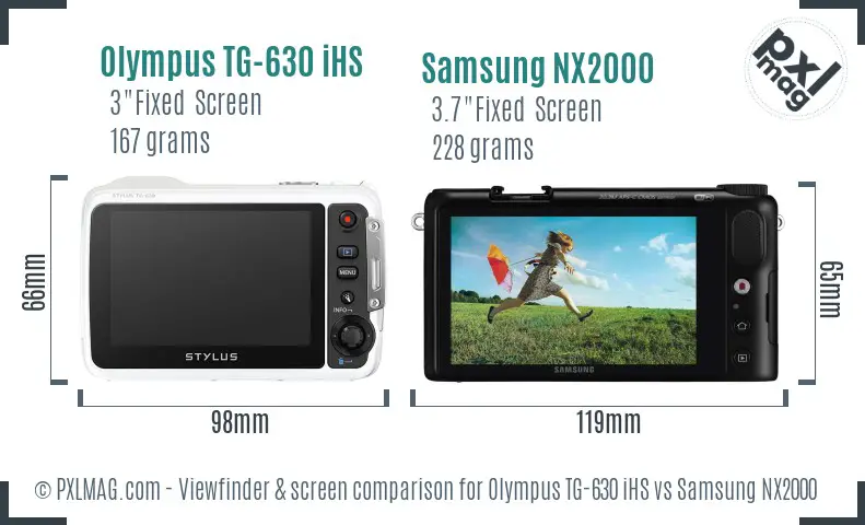 Olympus TG-630 iHS vs Samsung NX2000 Screen and Viewfinder comparison