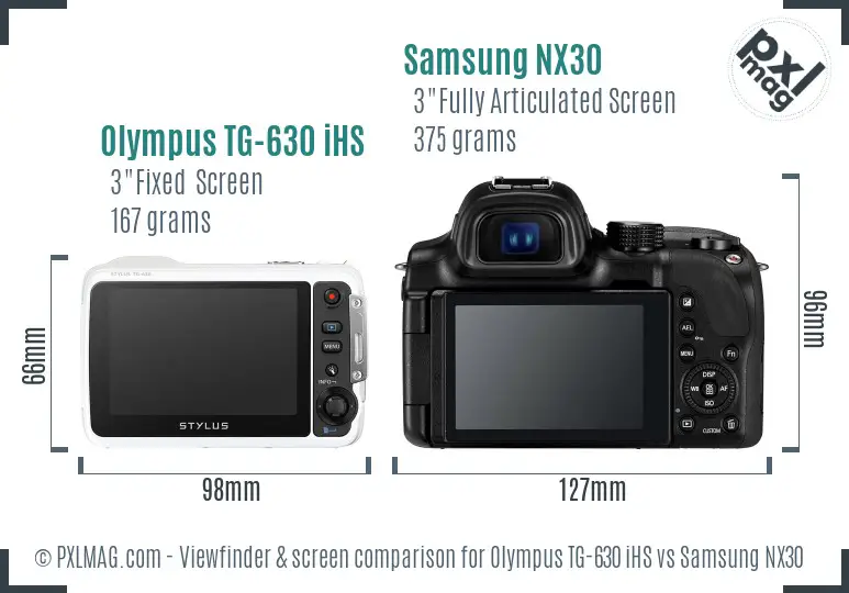 Olympus TG-630 iHS vs Samsung NX30 Screen and Viewfinder comparison